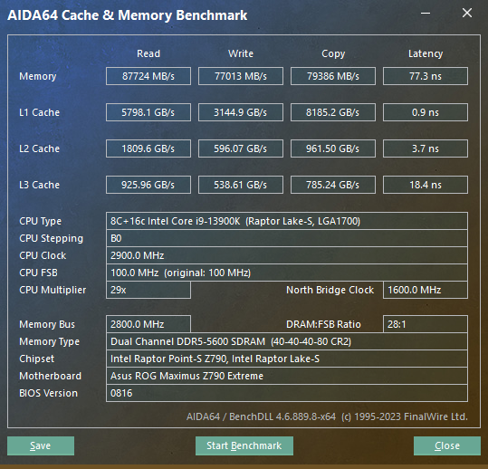 shot6 cachemem 13900k เผยข้อมูล AIDA64 version 7.00 พร้อมรองรับซีพียู Intel Meteor Lake , Arrow Lake , Lunar Lake และการ์ดจอ RTX 4080 SUPER , RTX 4500