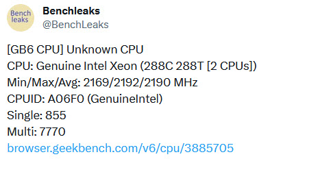 2023 12 07 22 42 40 หลุดข้อมูลซีพียู Intel Xeon Sierra Forest 144คอร์ สถาปัตยกรรม Sierra Glen E Core พร้อมแคช 172 MB 