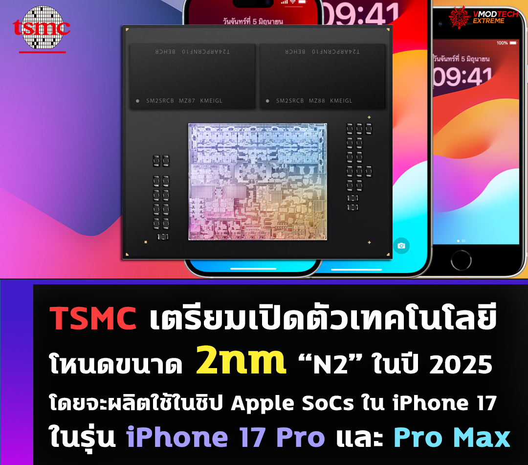 TSMC เตรียมเปิดตัวเทคโนโลยีโหนดขนาด 2nm ในปี 2025 โดยจะผลิตใช้ในชิป Apple SoCs ใน iPhone 17 Pro 