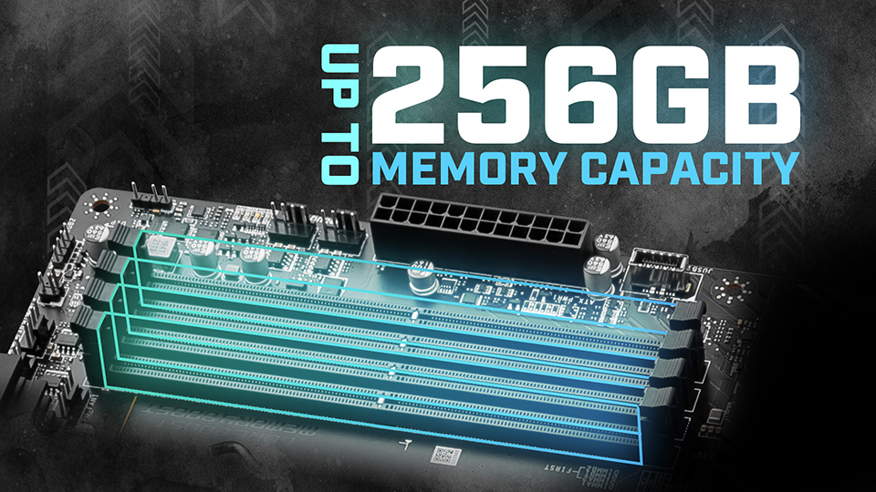 memory 20231215 1 เมนบอร์ด MSI พร้อมรองรับความจุหน่วยความจำสูงสุด 256GB สำหรับเมนบอร์ด 4 DIMM และ 128GB สำหรับ 2 DIMM 