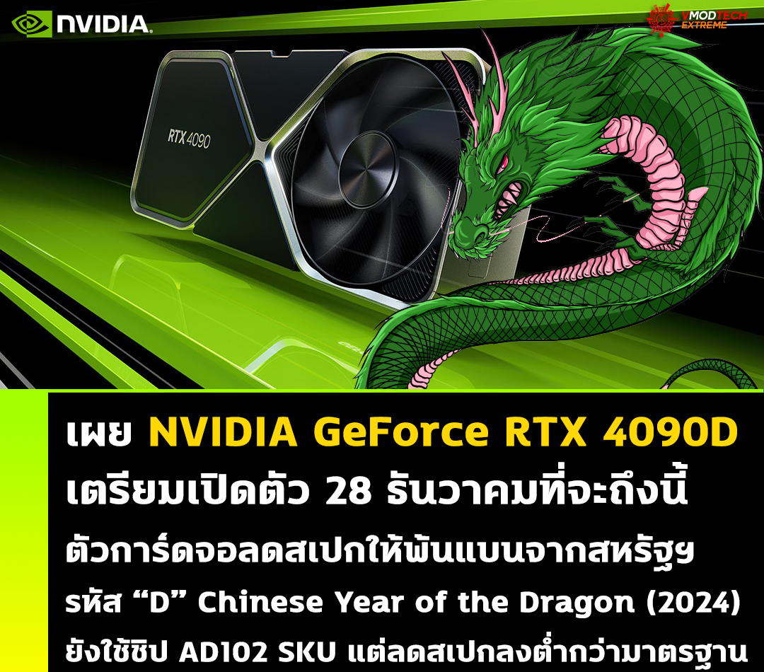 nvidia geforce rtx 4090 d 28 dec 2023 เผย NVIDIA GeForce RTX 4090D เตรียมเปิดตัว 28 ธันวาคมที่จะถึงนี้ 