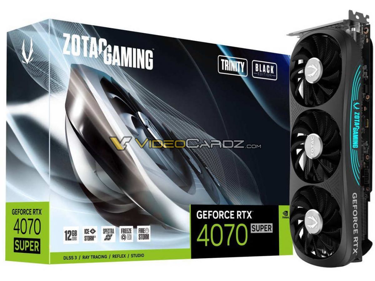 zotac geforce rtx 4070 super 12gb trinity black 11 หลุดภาพการ์ดจอ ZOTAC GeForce RTX 4070 SUPER รุ่นใหม่ล่าสุดใช้ช่องต่อไฟเลี้ยงแบบ 12VHPWR