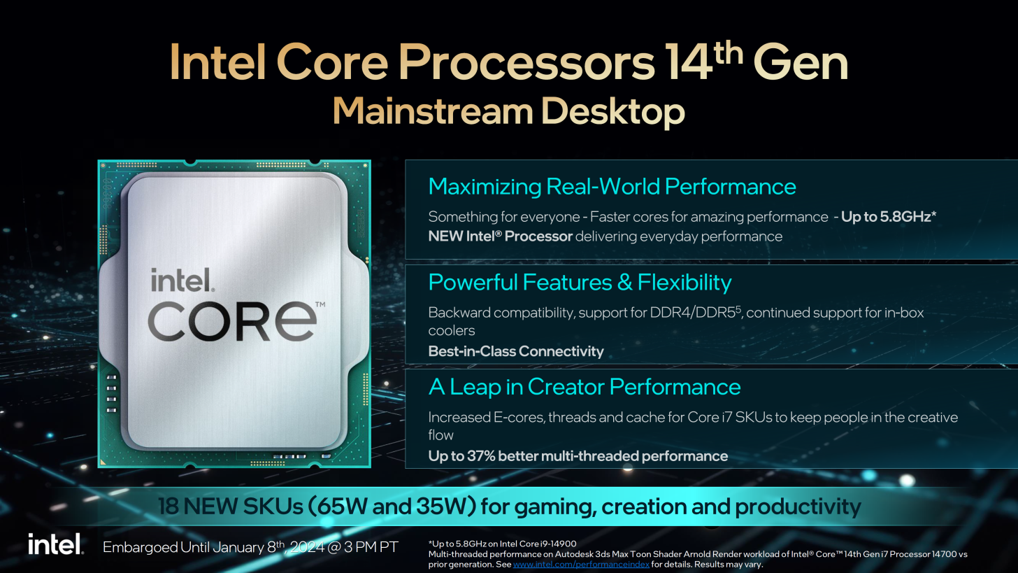 intel ces 2024 14th gen raptor lake hx core ultra laptop desktop cpus 0011 1456x819 อินเทลเปิดตัวซีพียู Intel 14th Gen รุ่น Non K และอื่นๆ อีก 18 รุ่นใหม่ล่าสุดกินไฟ 65W และ 35W