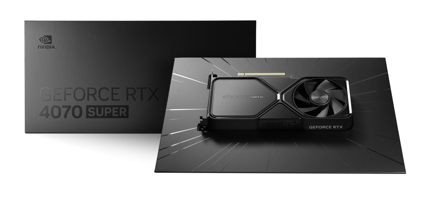 rtx4070 super front packaging custom 1456x688 เผยการ์ดจอ NVIDIA GeForce RTX 4070 SUPER ยืนยันมีแคชมากถึง L2 48 MB ข้อมูลเดิม 36MB และมีจำนวนคอร์มากขึ้น 20% 