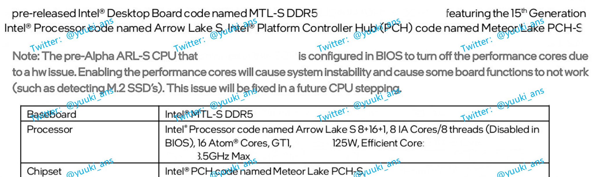  หลุดซีพียู Intel Arrow Lake S รุ่นใหม่ที่ยังไม่เปิดตัวมีจำนวนคอร์ 24C/32T ใช้เมนบอร์ดชิป Intel 800 ซีรี่ย์ 