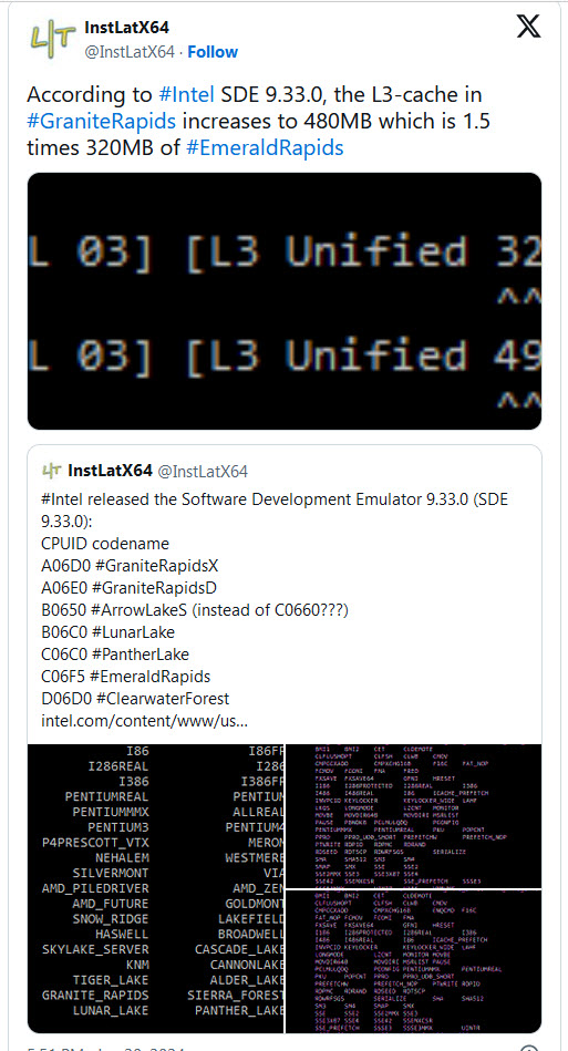 2024 01 22 12 18 291 เผย Intel เพิ่มแคชซีพียู Intel Xeon Granite Rapids มากถึง 480 MB โดยเพิ่มขึ้น 50% เมื่อเทียบกับซีพียู Emerald Rapids 