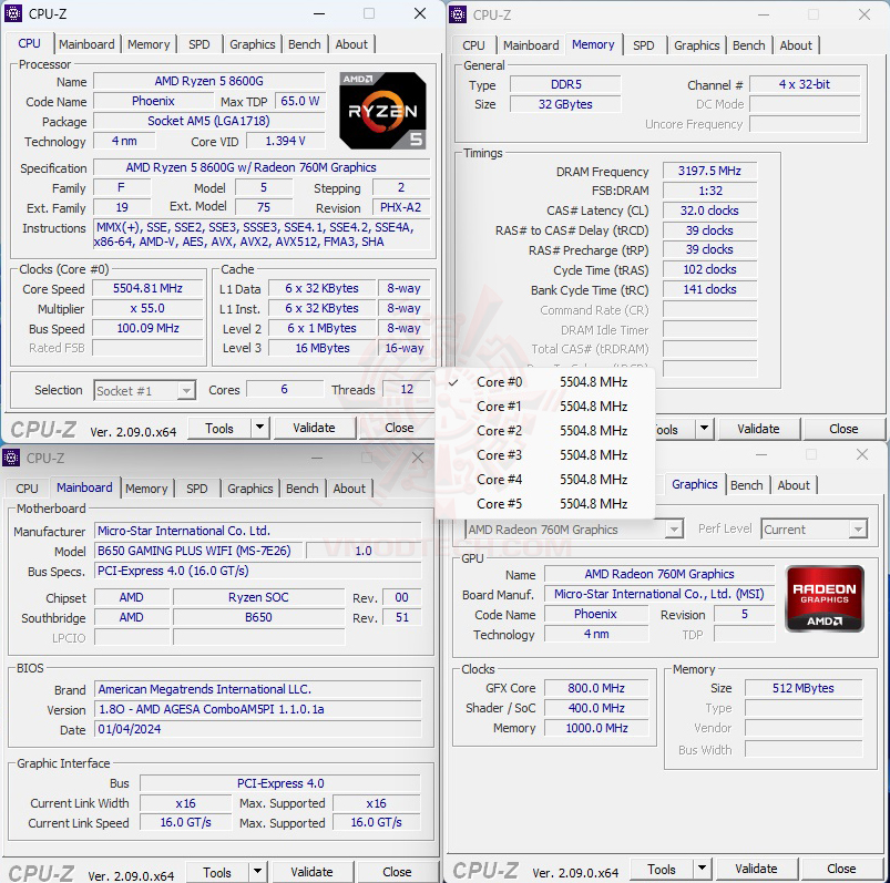 cpuid max55 AMD RYZEN 5 8600G PROCESSOR REVIEW