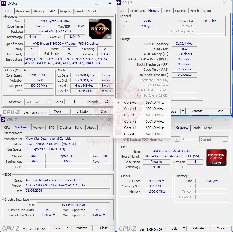 cpuid52 oc AMD RYZEN 5 8600G PROCESSOR REVIEW