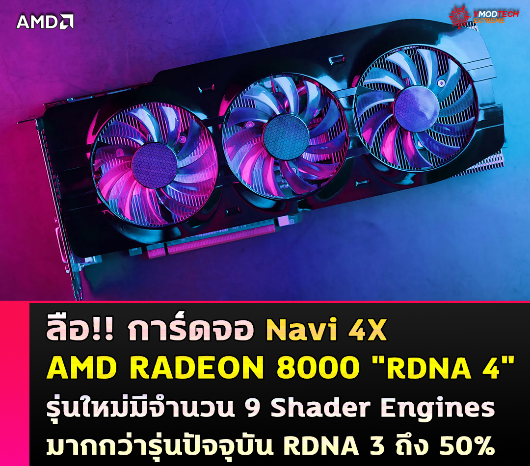 amd radeon 8000 rdna 4 ลือ!! การ์ดจอ AMD RADEON 8000 RDNA 4 รุ่นใหม่มีจำนวน 9 Shader Engines มากกว่ารุ่นปัจจุบัน RDNA 3 ถึง 50% 