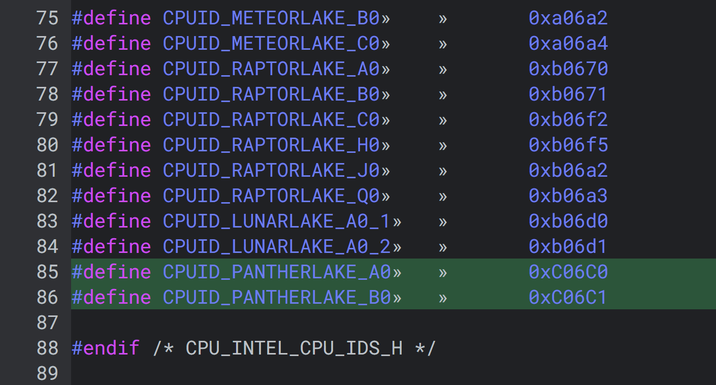 intel panther lake lunar lake cpu gpu pci ids  1 พบข้อมูลซีพียู Intel Panther Lake รุ่นใหม่ใน PCI IDs รหัส A0 & B0 และรหัสชิปกราฟฟิก GT3 และ GT2 Tier Xe3 LPG iGPU 