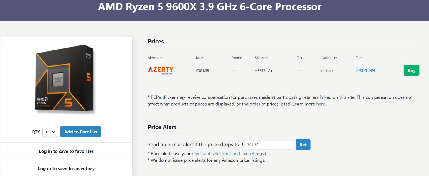 amd ryzen 5 9600x cpu 1456x600 เผยราคาซีพียู AMD Ryzen 9000 “ZEN 5” ในรุ่น Ryzen 9 9900X อยู่ที่ 400ยูโร , 9700X อยู่ที่ 318ยูโร , 9600X 249ยูโร 