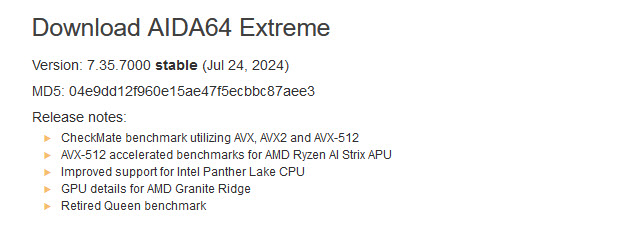 2024 07 26 19 56 59 AIDA64 เวอร์ชั่นใหม่พร้อมรองรับซีพียู Intel Panther Lake และชุดคำสั่ง AVX 512 สำหรับซีพียู AMD Ryzen 9000รุ่นใหม่ที่กำลังจะเปิดตัว 