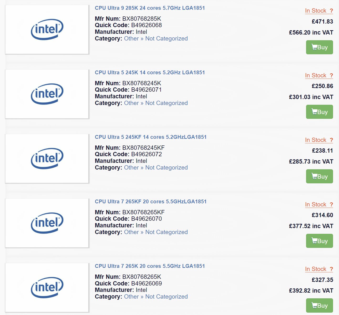 core ultra 200k lambda หลุดซีพียู Intel Core Ultra 9 285K , Core i7 265K(F) และ Core i5 245K(F) วางจำหน่ายในร้านค้าออนไลน์ 