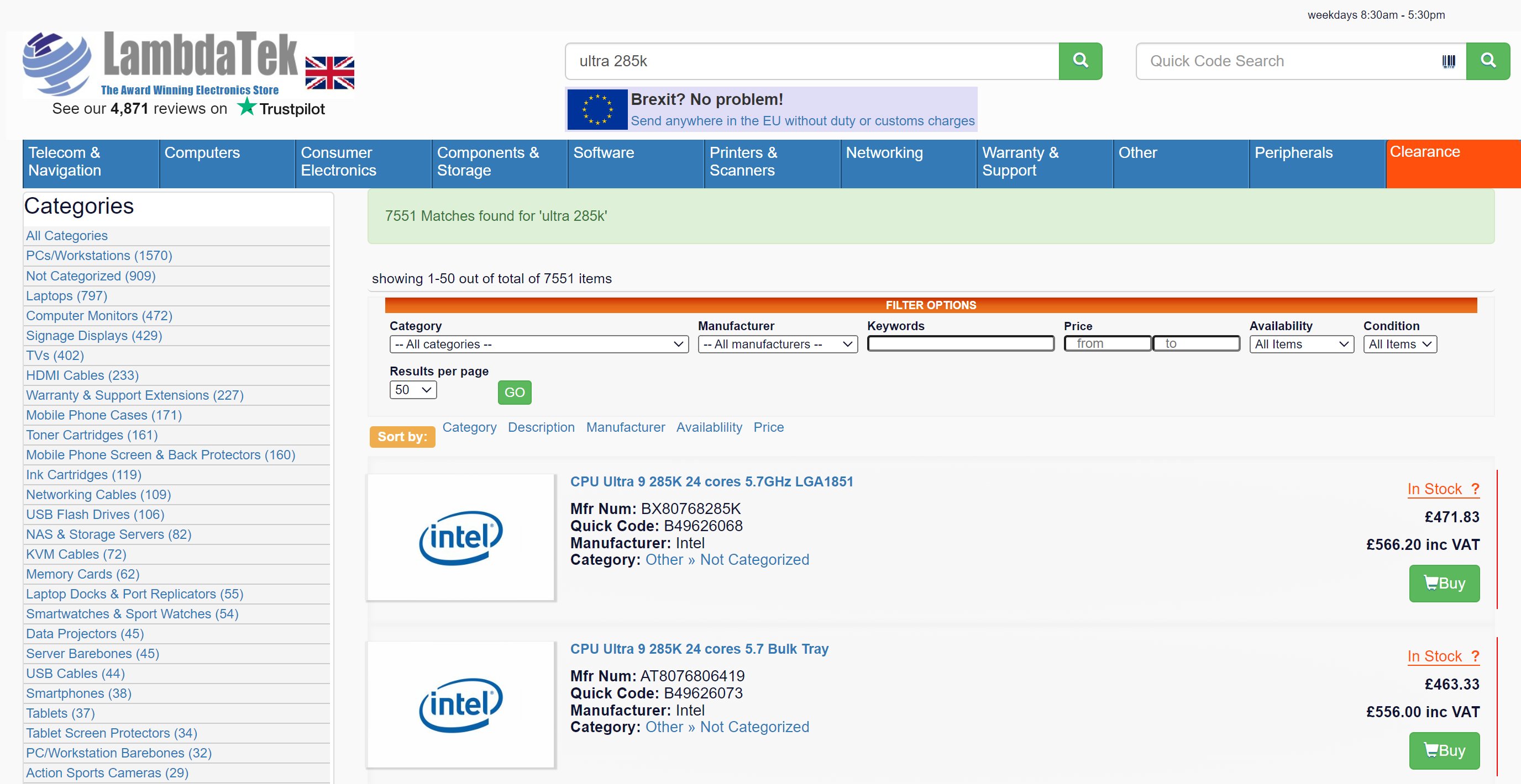 gw0pk7 xsaaegne หลุดซีพียู Intel Core Ultra 9 285K , Core i7 265K(F) และ Core i5 245K(F) วางจำหน่ายในร้านค้าออนไลน์ 