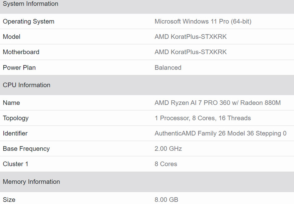 2024 09 15 8 09 39 หลุดซีพียู AMD Ryzen AI 7 PRO 360 ใช้งานในแล็ปท็อปมาพร้อมสเปก 8C/16T สถาปัตย์ ZEN5 APU รุ่นใหม่ล่าสุดคาดเปิดตัวในเร็วๆนี้