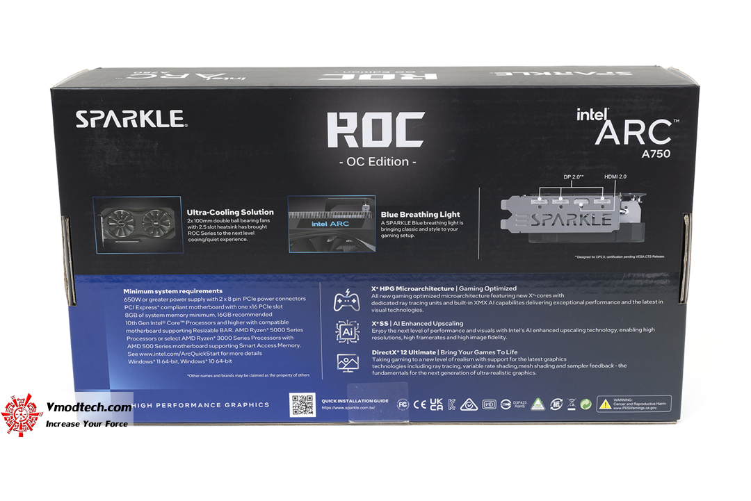 tpp 3677 copy Sparkle ARC A750 ROC OC Edition 8GB GDDR6 Black Review