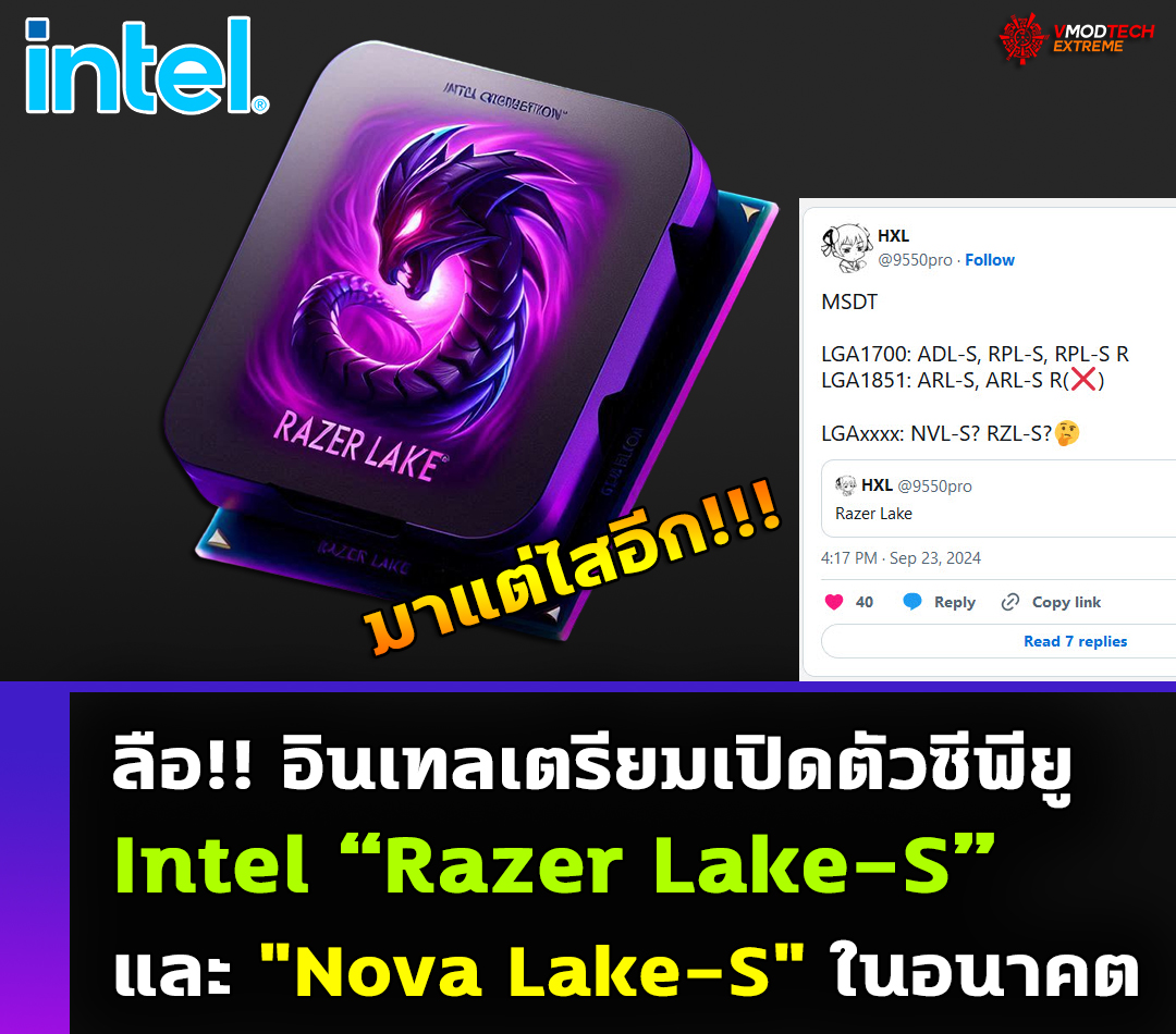 ลือ!! อินเทลเตรียมเปิดตัวซีพียู Intel “Razer Lake-S” และ 