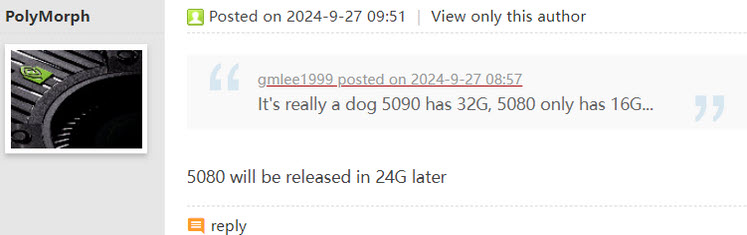 2024 09 28 11 32 34 ลือ!! NVIDIA GeForce RTX 5080 จะมีรุ่นแรม 24GB ออกมาภายหลังและใช้ชิปแรม 3GB GDDR7 ต่อโมดูล 