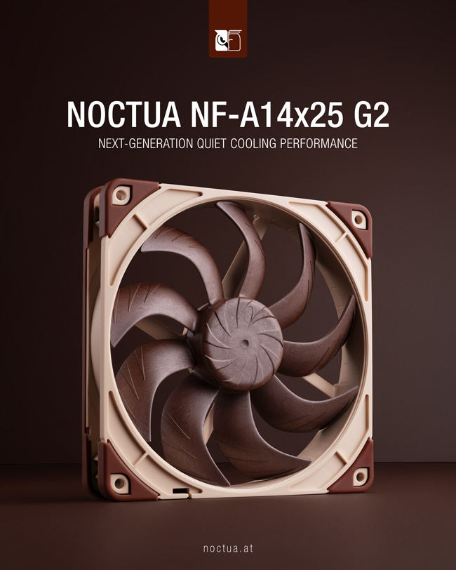 Noctua เปิดตัวพัดลมขนาด 140 มม. รุ่นใหม่ล่าสุดในรุ่น NF-A14x25 G2 ที่ได้รับรางวัลและสร้างจากนวัตกรรมทางเทคโนโลยีที่ล้ำสมัย