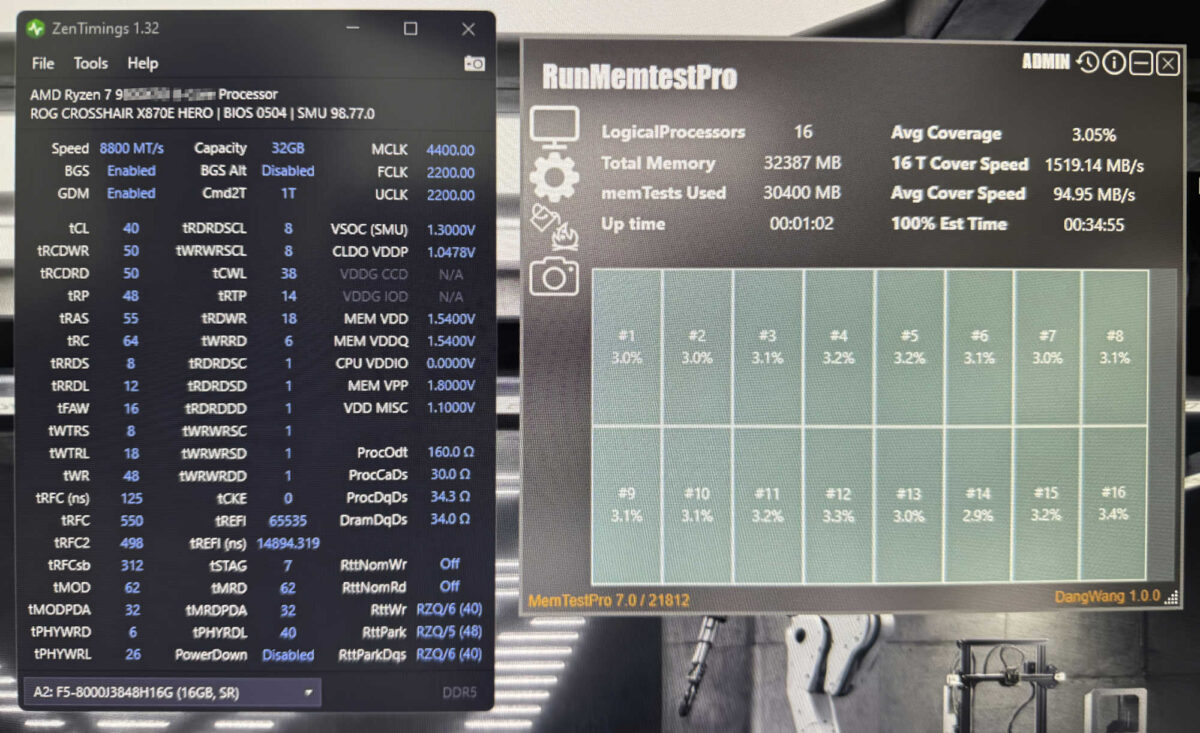 9800x3d ddr 8800 1200x733 เผยซีพียู AMD Ryzen 7 9800X3D รุ่นใหม่พร้อมรองรับหน่วยความจำ DDR5 8800 MT/s บนเมนบอร์ด ASUS ROG Crosshair X870E HERO รุ่นท็อประดับไฮเอนด์