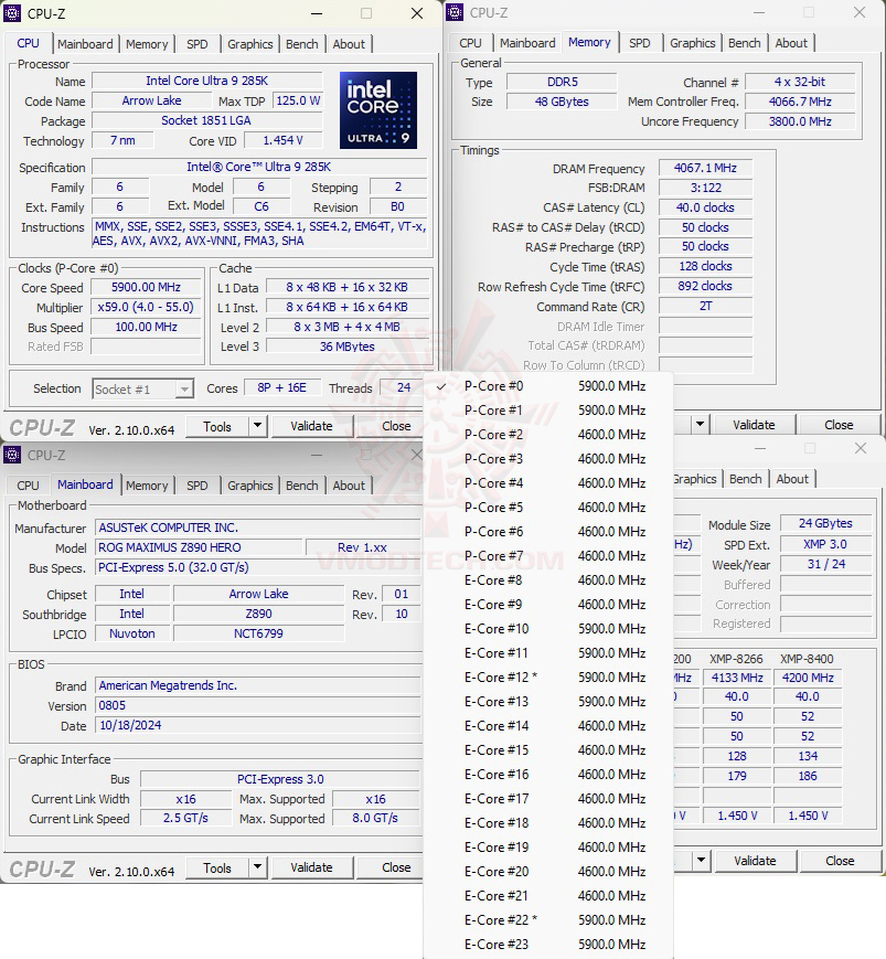 cpuid 59 oc Intel Core Ultra 9 285K PROCESSOR REVIEW 