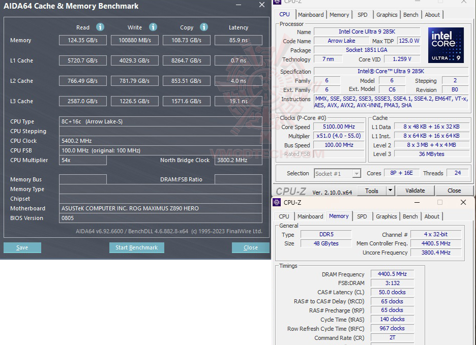 mem 8800 Intel Core Ultra 9 285K PROCESSOR REVIEW 