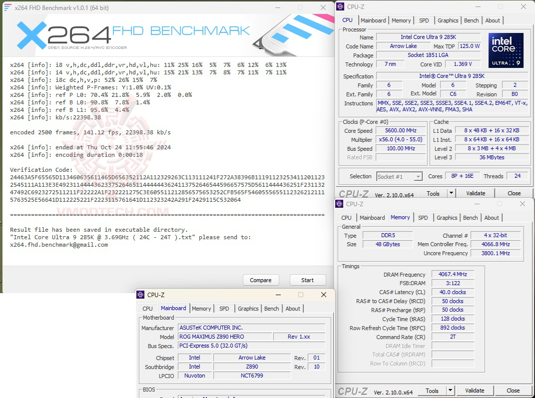 x264 oc Intel Core Ultra 9 285K PROCESSOR REVIEW 