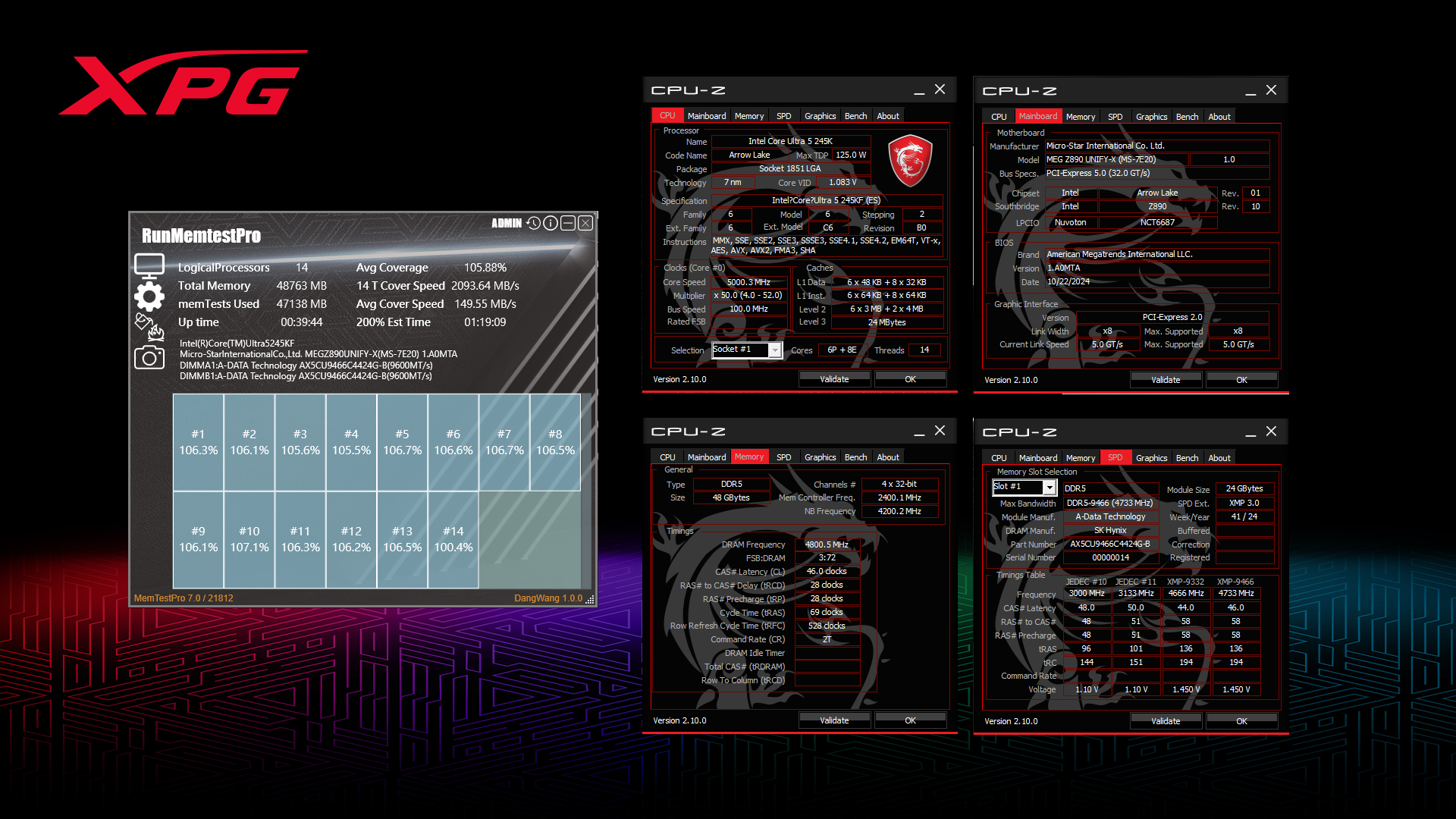 adata pr msi z890 9600 ADATA ร่วมมือกับ Intel และแบรนด์เมนบอร์ดชั้นนำ สร้างประสบการณ์การโอเวอร์คล็อกที่ราบรื่น