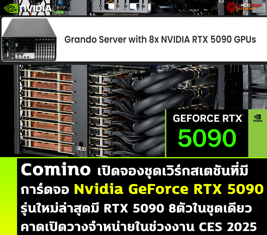 nvidia geforce rtx 5090 x8 gpu comino workstation Comino เปิดจองชุดเวิร์กสเตชันที่มีการ์ดจอ Nvidia GeForce RTX 5090 รุ่นใหม่ล่าสุด 8ตัวในชุดเดียว