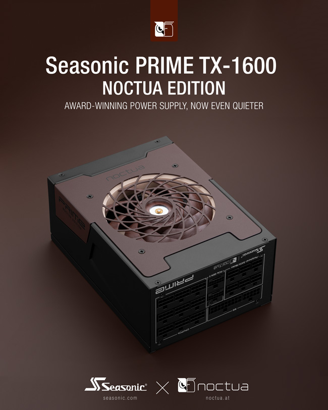 seasonic x noctua prime tx 1600 web Noctua และ Seasonic ประกาศเปิดตัวเพาวเวอร์ซัพพลาย Seasonic PRIME TX 1600 Noctua Edition ATX 3.1 รุ่นใหม่ล่าสุด