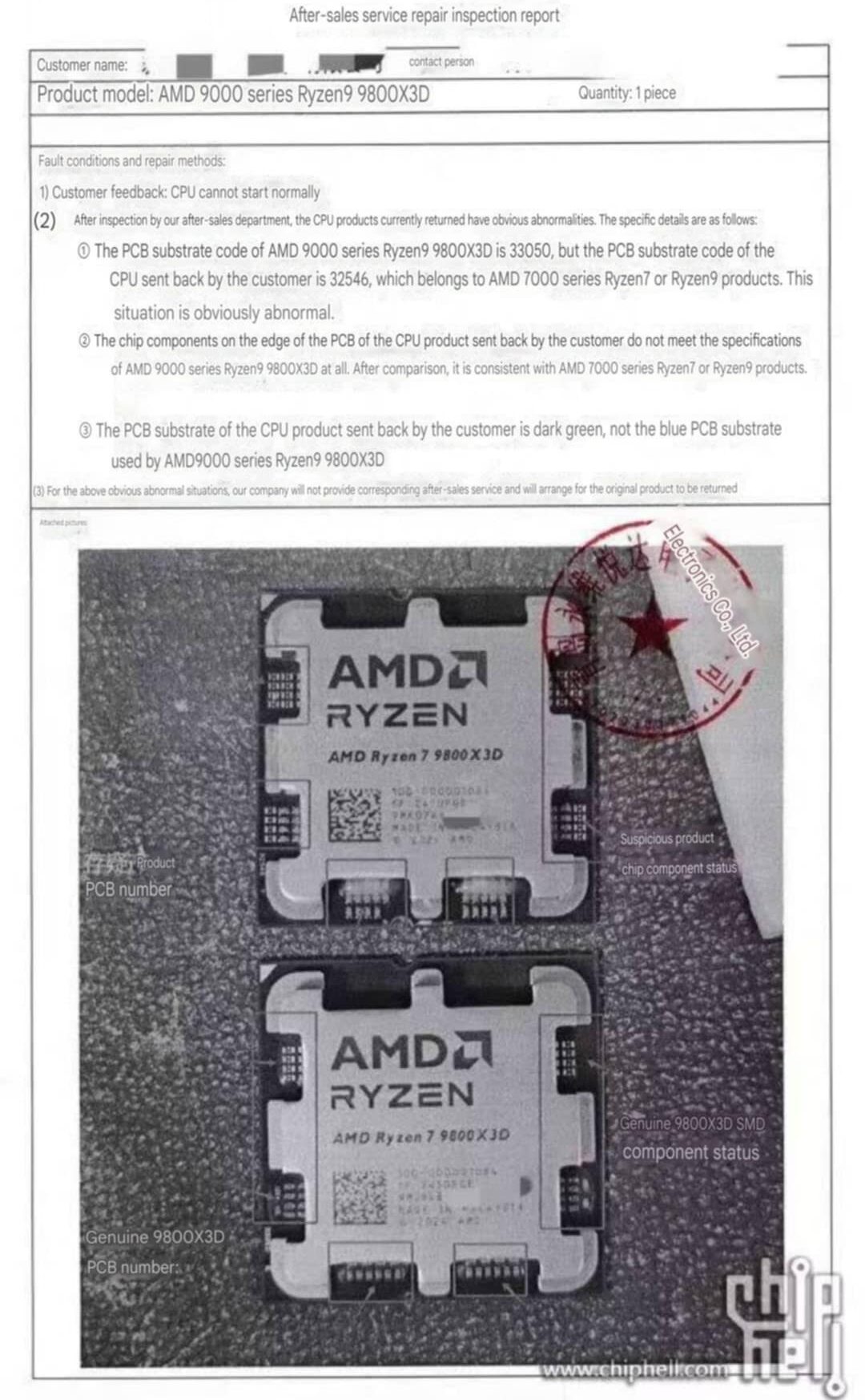 Welcome to Vmodtech เผยซพยปลอม AMD Ryzen 7 9800X3D รน