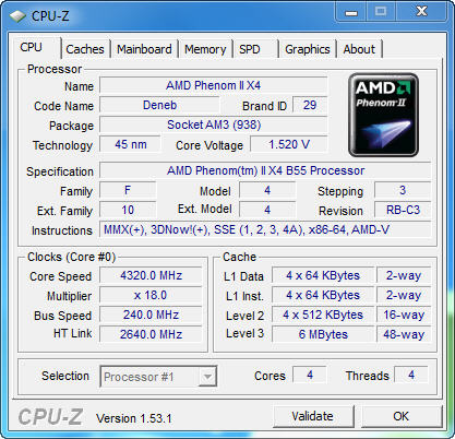 cpu1 AMD Phenom II X2 555BE @ X4 B55 Review