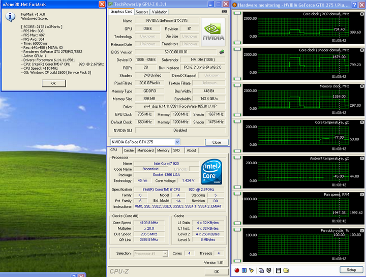 temp22 Galaxy GTX275 Overclocked