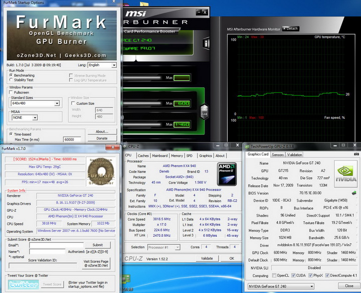 furmark Gigabyte GT240 DDR3