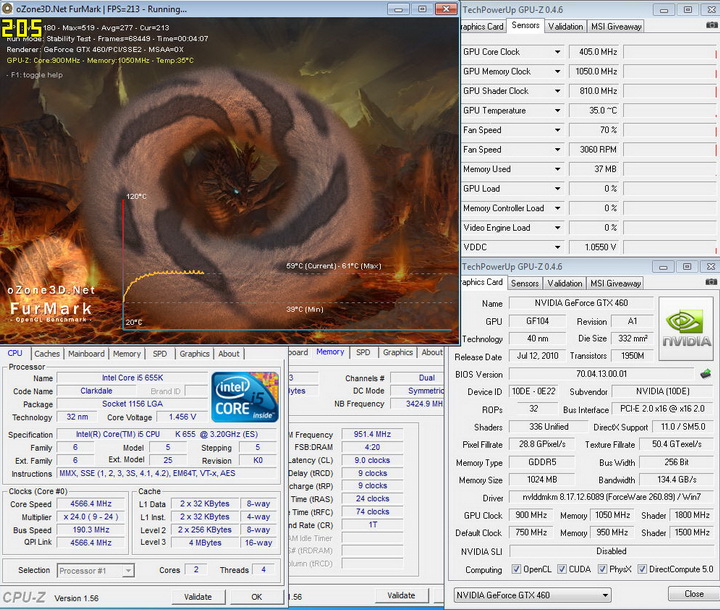 temp INNO GTX 460 1GB DDR5 OVERCLOCK