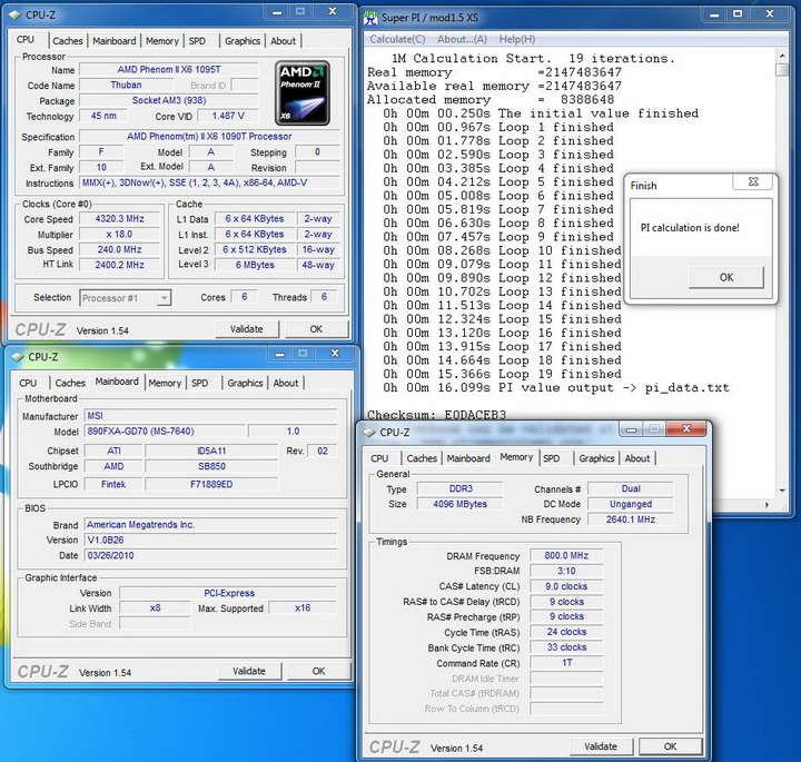 pi1 MSI 890FXA GD70 & AMD Phenom II X6 1090T