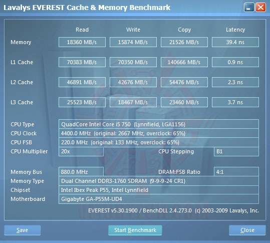 everest cachemem 220 GIGABYTE P55M UD4 Review