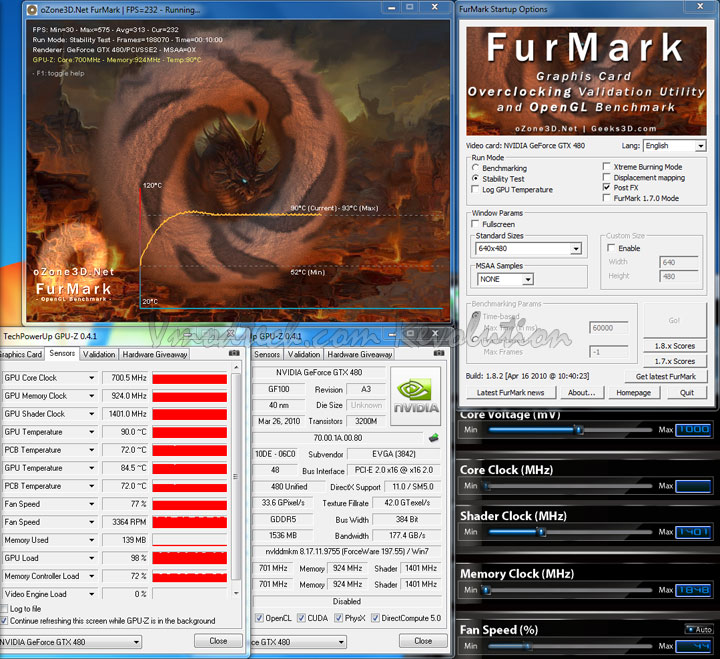 gtx480 furmark default EVGA Geforce GTX480 Review