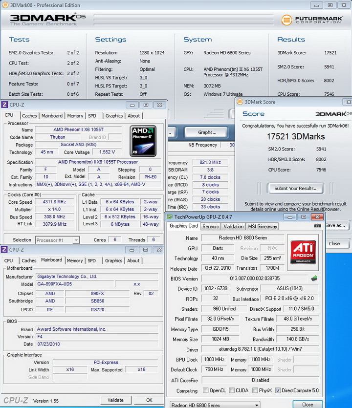 1000mhz 11004 ASUS EAH6850 DirectCU 1GB DDR5