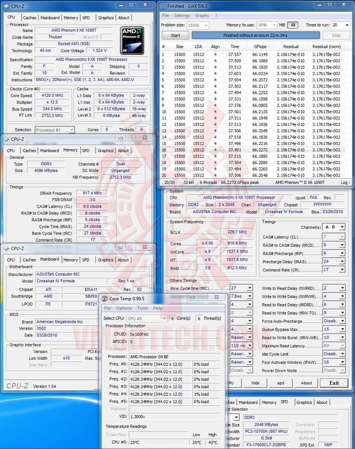 linx1 AMD Phenom II X6 1090T Black Edition Overclock Results