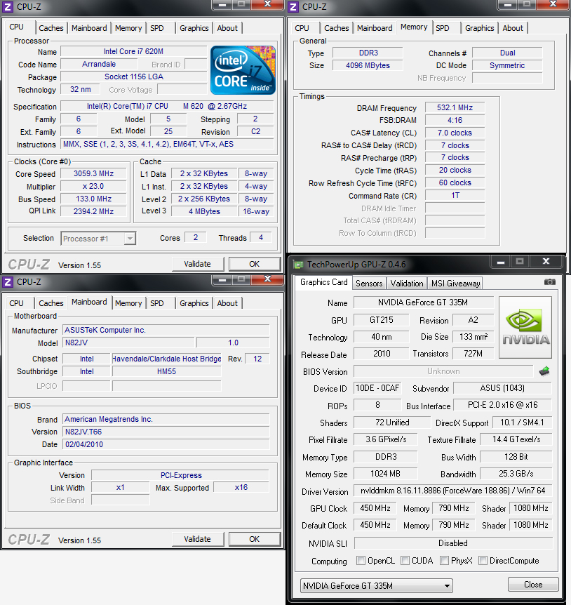 cpuz Review : Asus N82JQ Notebook & USB 3.0 Performance