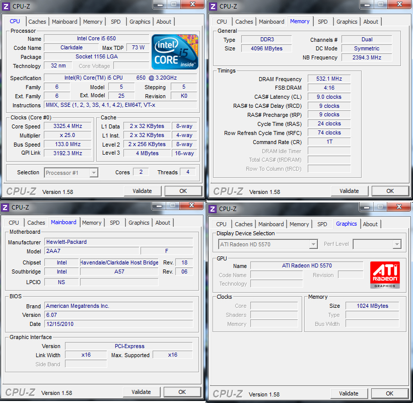 cpuz Review : HP Touchsmart 610 desktop PC