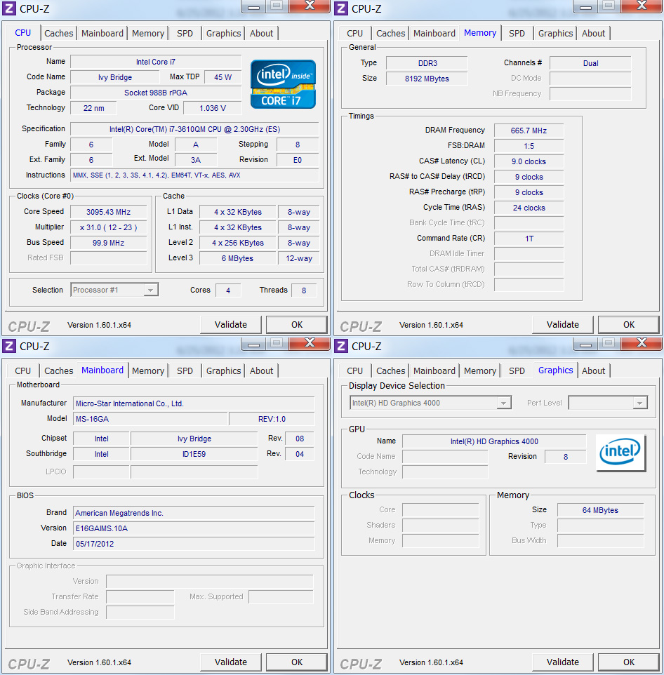 cpuz Review : MSI GE60 notebook