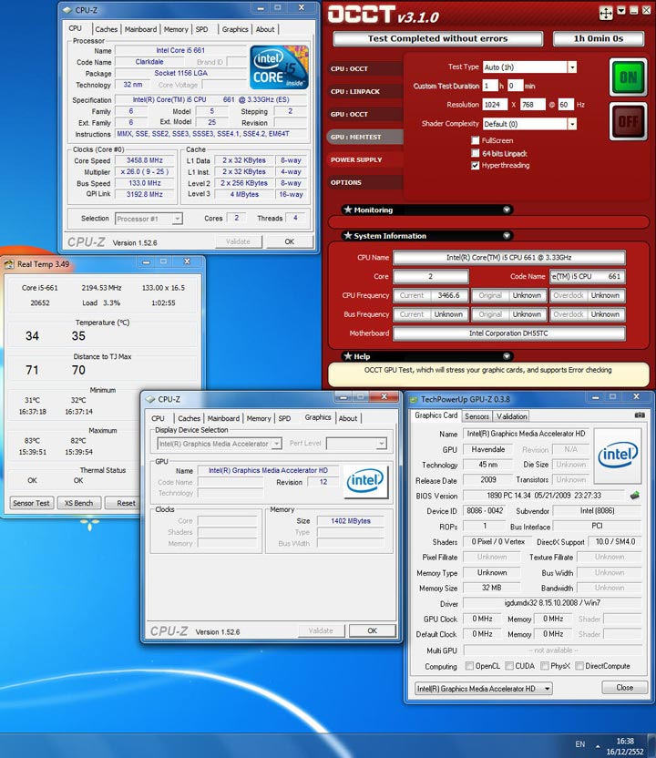 occt2 New Intel Core i5 Westmere CPU integrated graphics platform