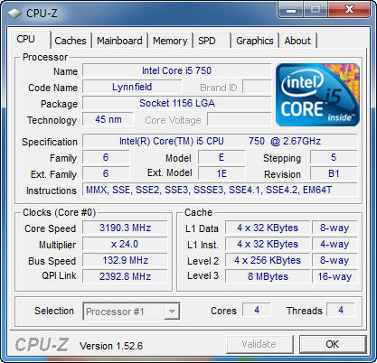 cpuz1 750 New Intel Core i5 Westmere CPU integrated graphics platform