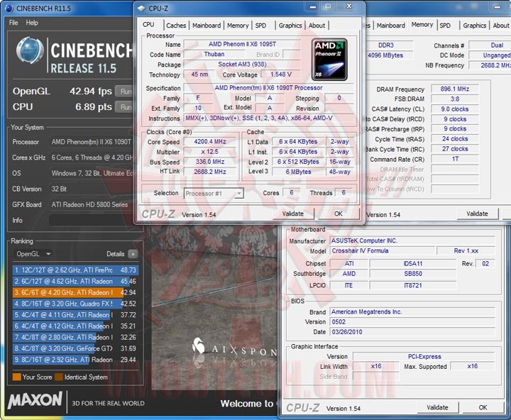 cb115 AMD Phenom II X6 1090T Black Edition Overclock Results