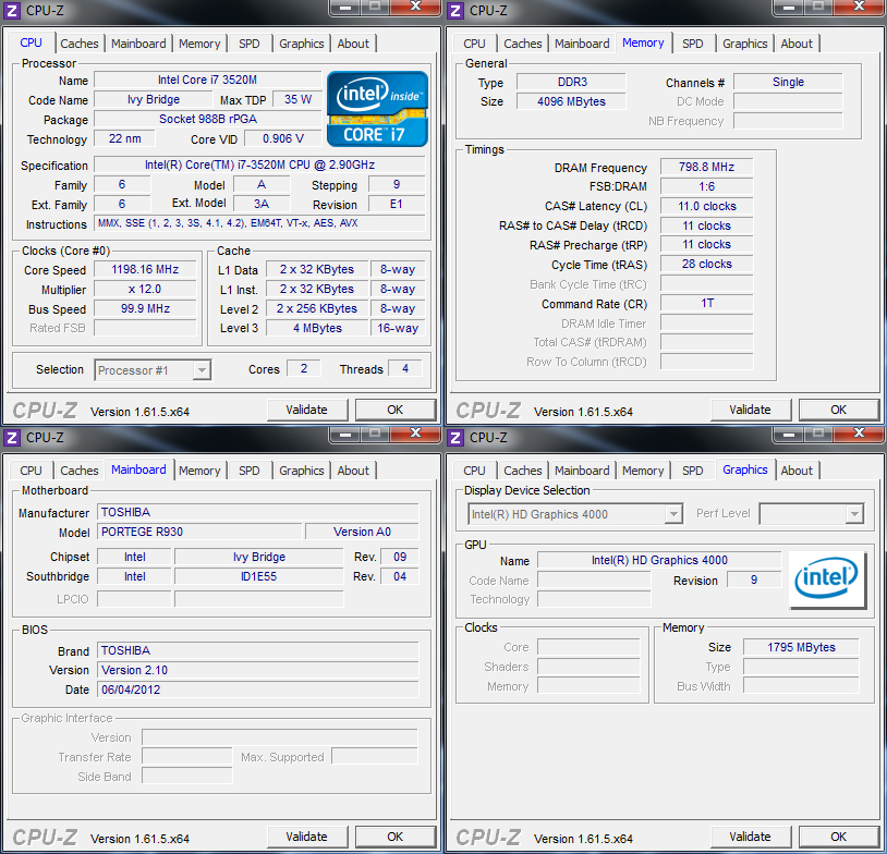 cpuz Review : Toshiba Portege R930