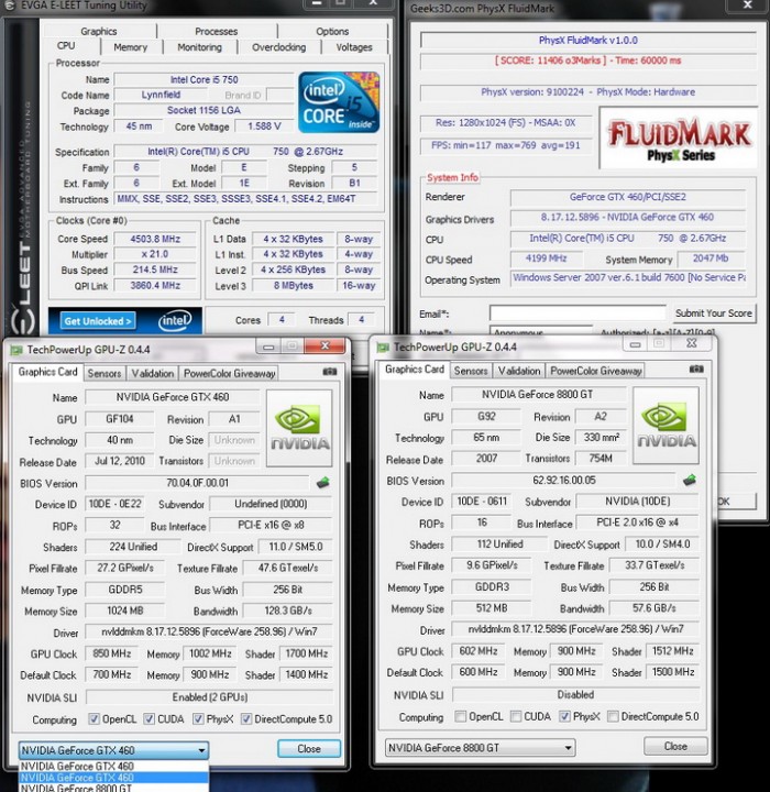 physx 700x720 Palit Geforce GTX460 1024MB SLI Overclock Test