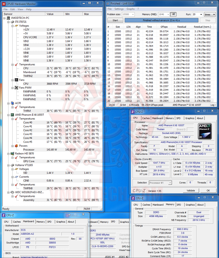 linx 261 ECS A885GM A2 AM3 Motherboard Review