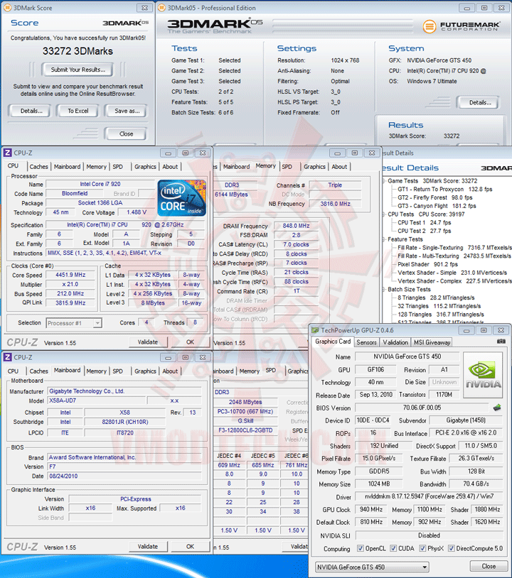 05 oc GIGABYTE NVIDIA GeForce GTS 450 1024MB GDDR5 Review